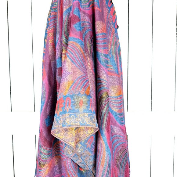 Metallic feather pashmina reversible kimono cover up - Picture 5 of 7